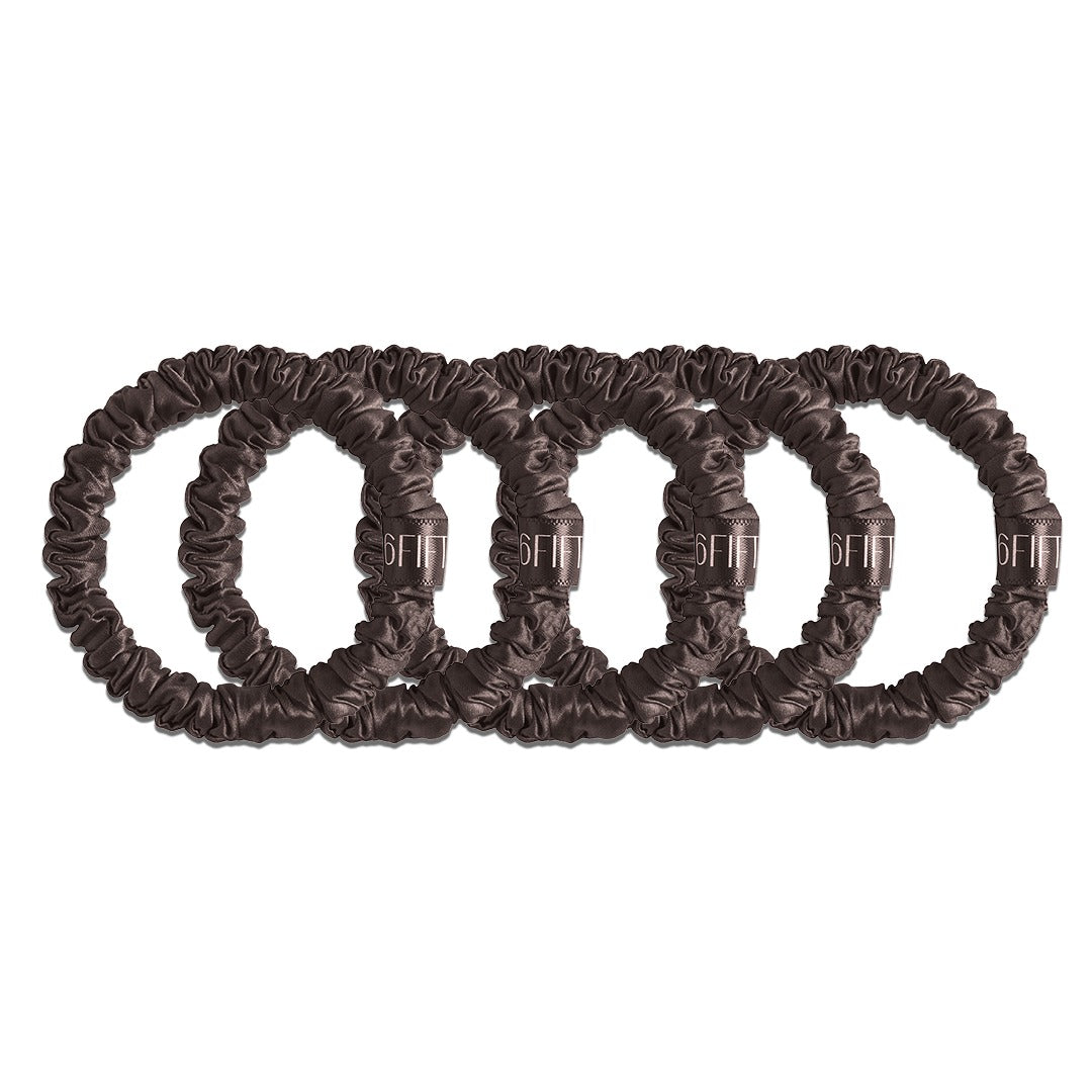 chocolate brown | slim silk scrunchies