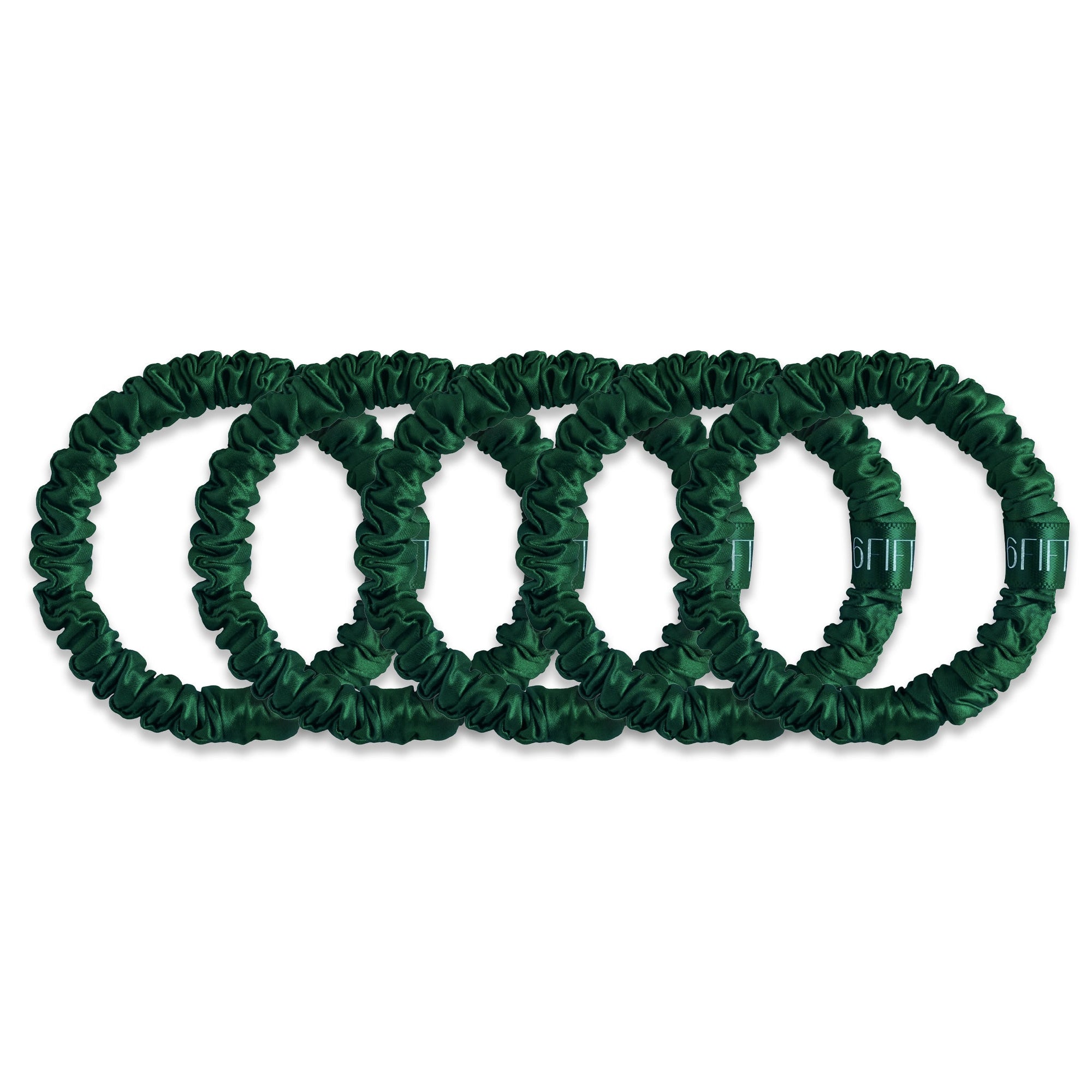 green | slim silk scrunchies