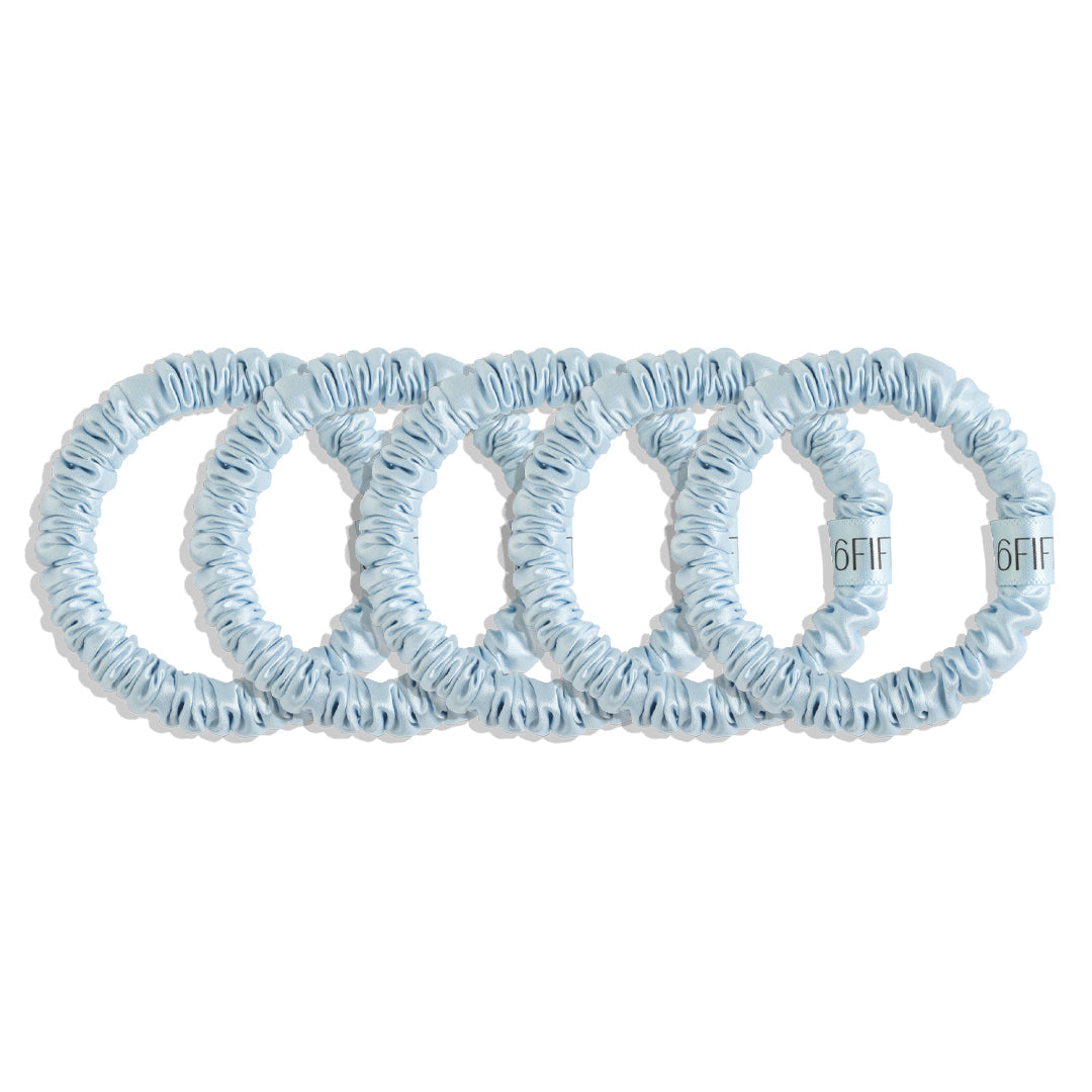 bluebird | slim silk scrunchies