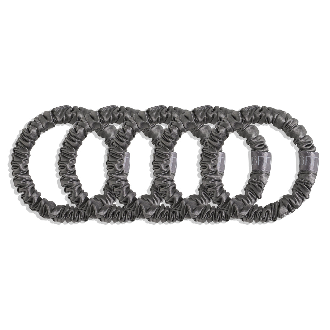 graphite | slim silk scrunchies