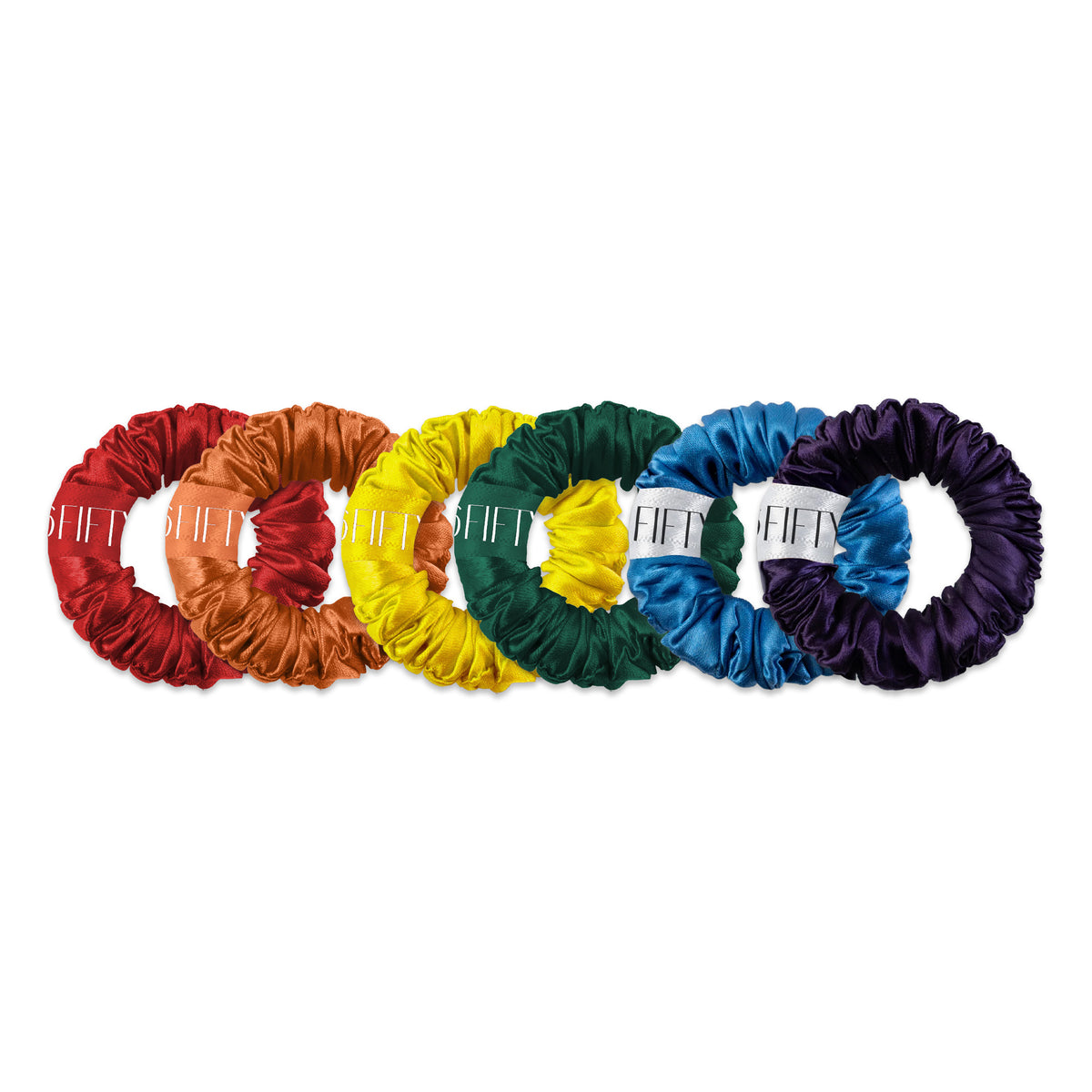 Mini Silk Scrunchies | Mixed Rainbow Set