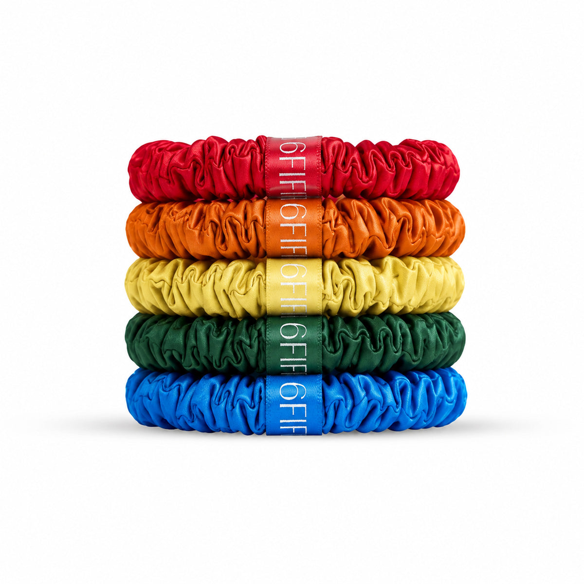 Slim Silk Scrunchies | Mixed Rainbow Collection